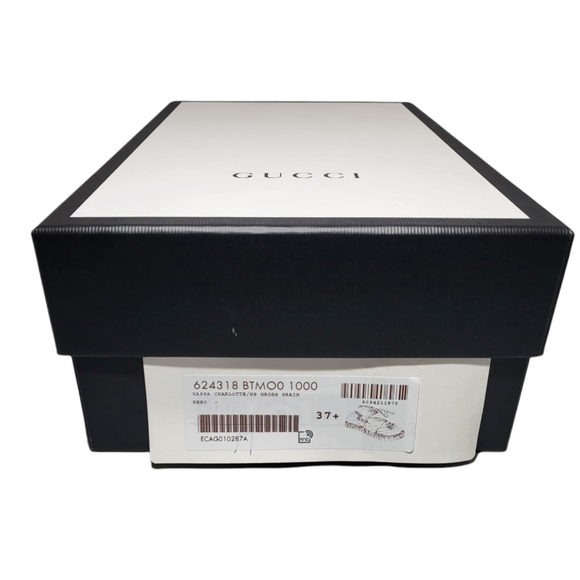 Gucci Espadrilles Flat Marmont Tie Up Ribbon Black Leather Authentic - Picture 12 of 16